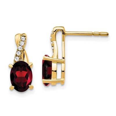 Garnet Diamond Earrings 14k Gold EM4235-GA-006-YA, MPN: EM4235-GA-006-YA,