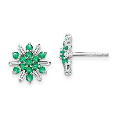 Emerald Diamond Earrings 14k White Gold EM7454-EM-18-WA, MPN: EM7454-EM-18-WA, 191101843747