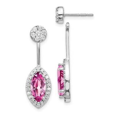 Diamond &amp; Created Pink Sapphire Earrings 14k White Gold EM4194-CPS-075-WA, MPN: EM4194-CPS-075-WA, …