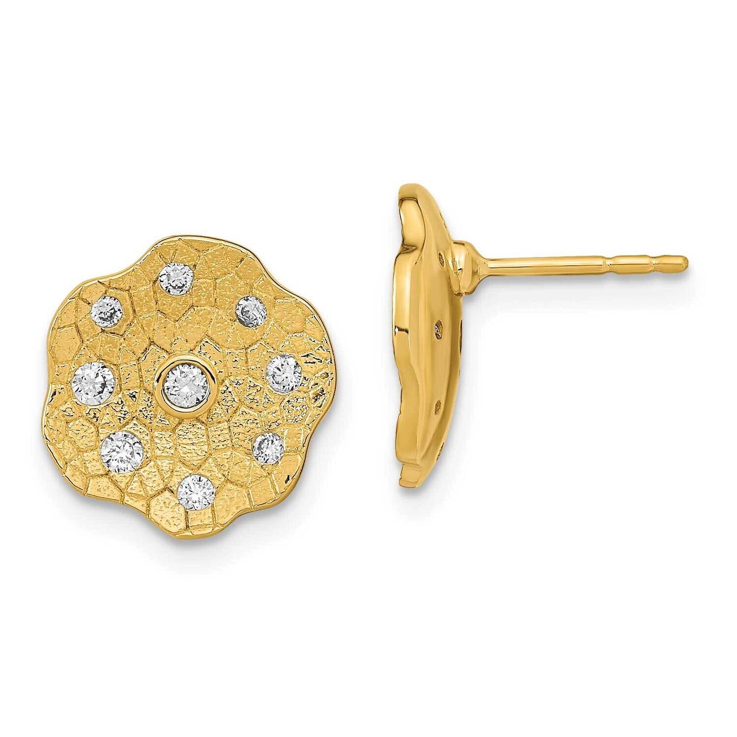 Textured Diamond Circle Post Earrings 14k Polished Gold EM6884-026-YA