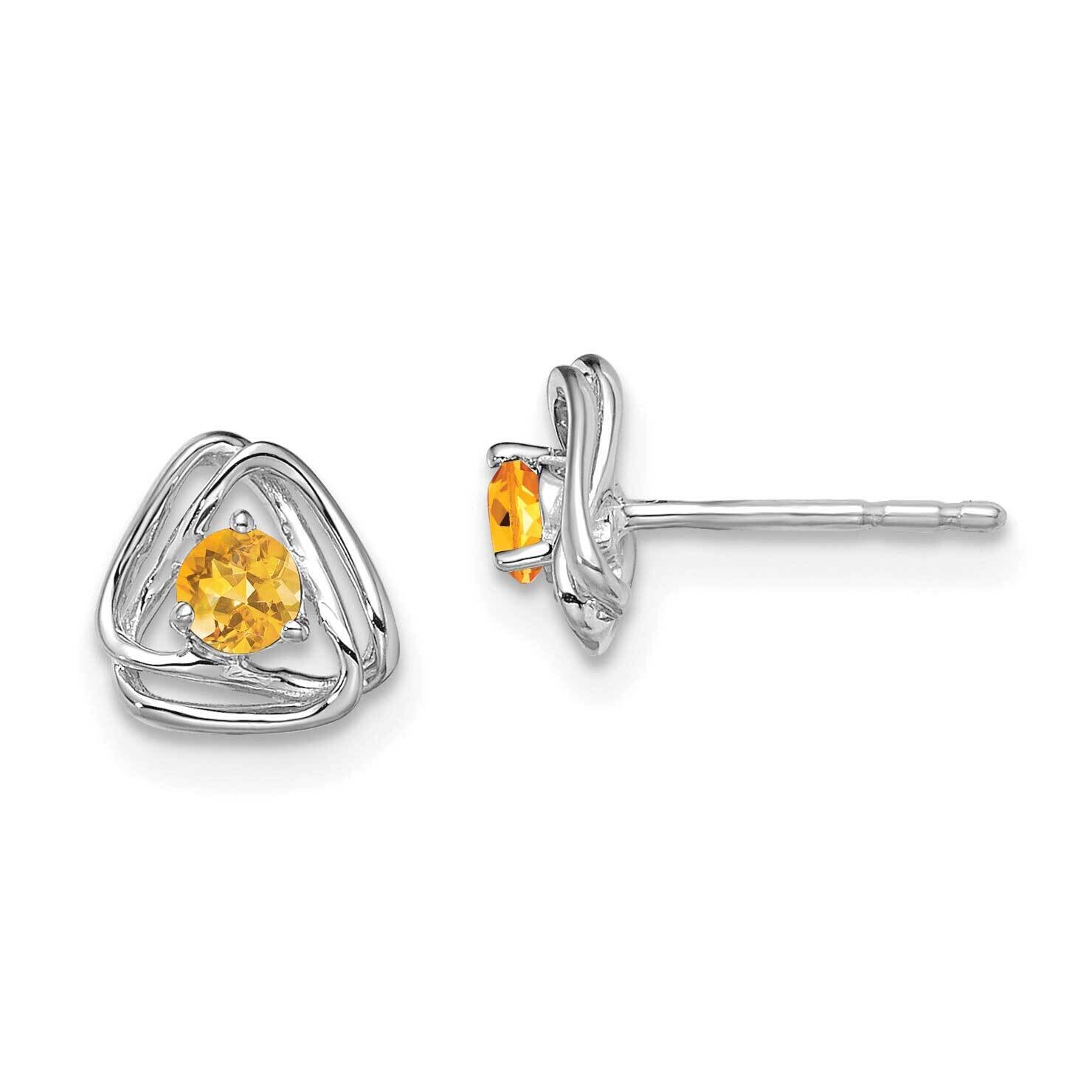 Citrine Post Earrings 14k White Gold EM7395-CI-W, MPN: EM7395-CI-W, 191101401695