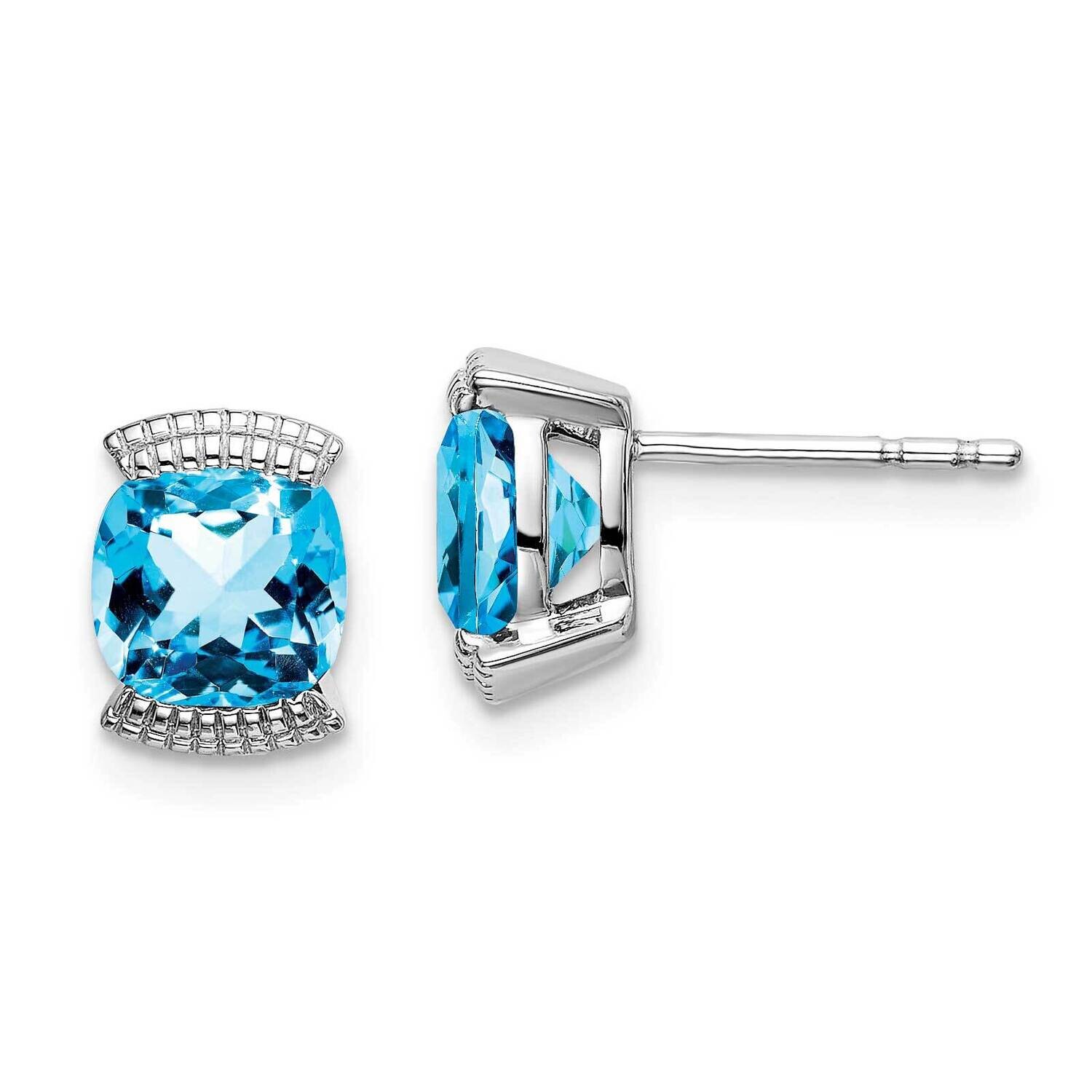 Blue Topaz Post Earrings 14k White Gold EM7080-BT-W, MPN: EM7080-BT-W, 191101839504