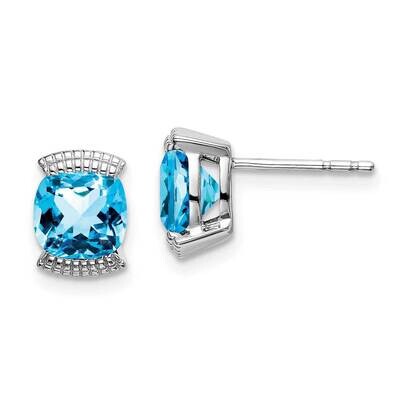 Blue Topaz Post Earrings 14k White Gold EM7080-BT-W, MPN: EM7080-BT-W, 191101839504