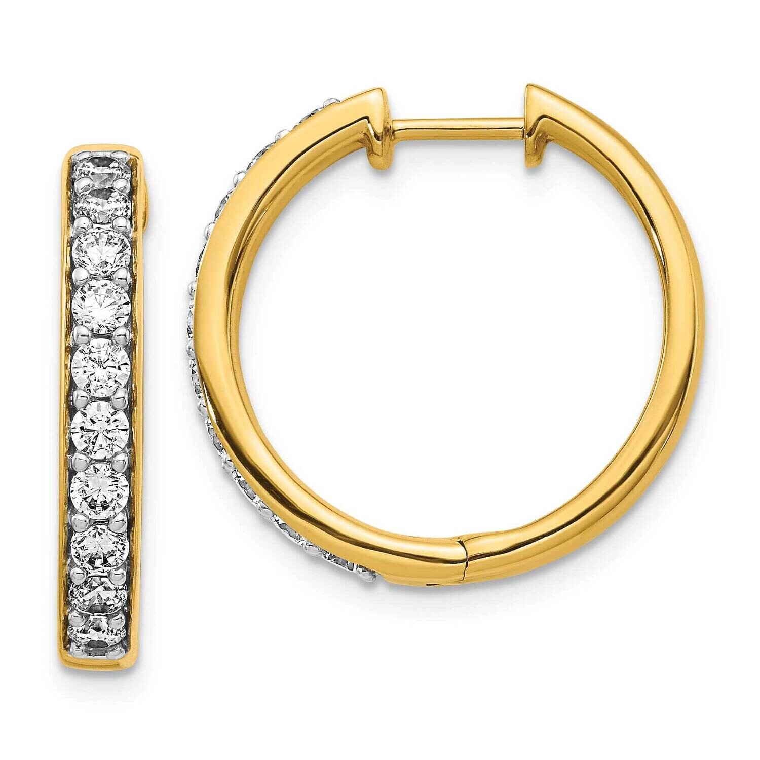 Diamond Hinged Hoop Earrings 10k Gold EM4265-100-1YA, MPN: EM4265-100-1YA,