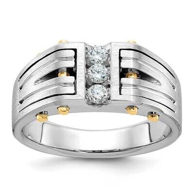 Ibgoodman Men&#39;s Polished Satin Diamond Ring Mounting 14k Two-Tone Gold B63437-4WY by IBGoodman, MPN…