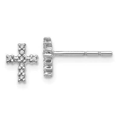 Polished Diamond Cross Post Earrings 10k White Gold EM5534-005-1WA, MPN: EM5534-005-1WA,