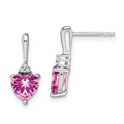 Created Pink Sapphire Diamond Heart Earrings 14k White Gold EM7029-CPS-003-WA, MPN: EM7029-CPS-003-…