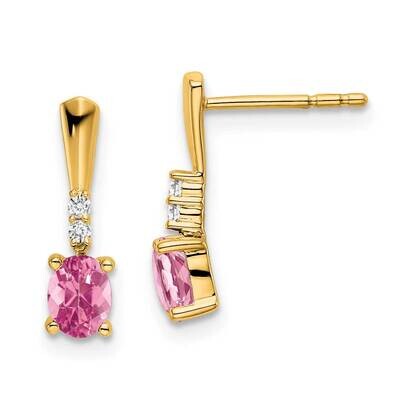 Oval Pink Tourmaline Diamond Dangle Earrings 14k Gold EM7407-PT-004-YA, MPN: EM7407-PT-004-YA,