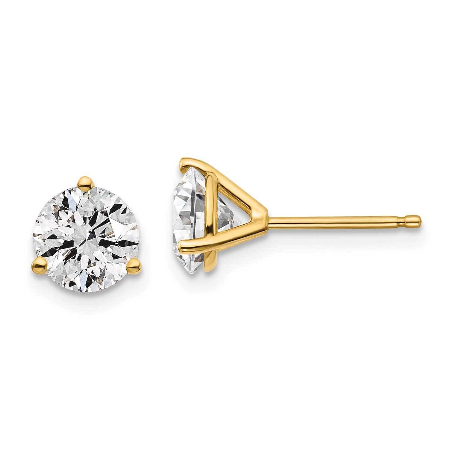 1 3/4 Carat Total Weight Round Vs/Si D E F Diamond 3 Prong Stud Post Earrings 14k Gold EM1007-180-A…