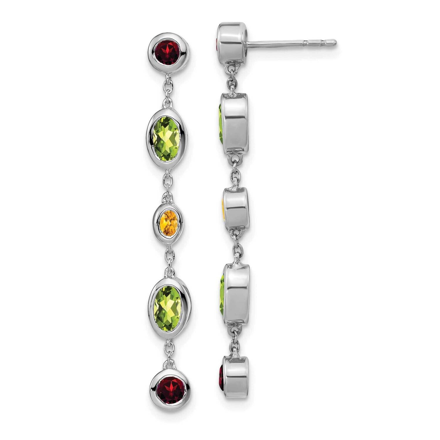 Garnet Peridot Citrine Dangle Earrings 14k White Gold EM7133-GA_PE_CI-W, MPN: EM7133-GA_PE_CI-W, 88…