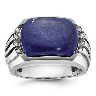 Black Rhodium Ibgoodman Men&#39;s Lapis Diamond Ring Mounting 14k White Gold B84266-4W by IBGoodman, MP…