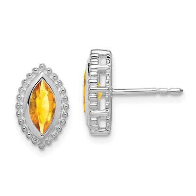 Marquise Citrine Post Earrings 14k White Gold EM7204-CI-W, MPN: EM7204-CI-W, 191101842887