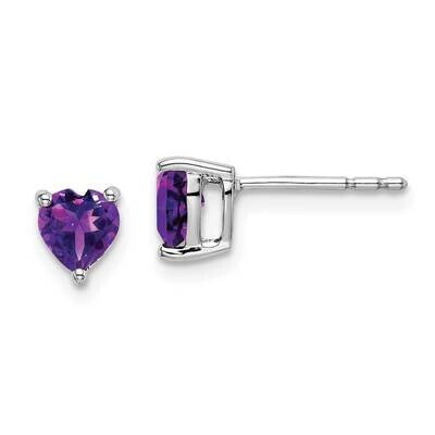 Heart Amethyst Earrings 14k White Gold EM7099-AM-W, MPN: EM7099-AM-W, 191101841101