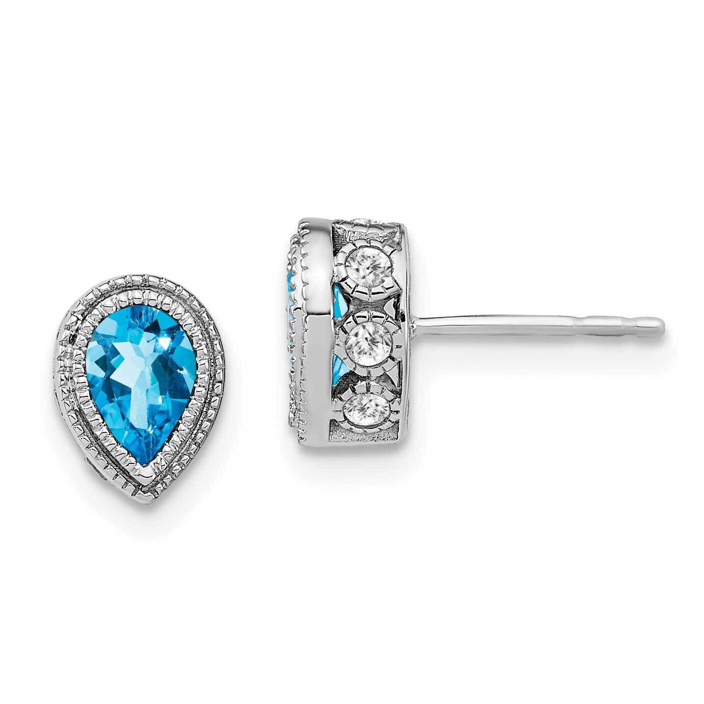 Pear Blue Topaz Diamond Earrings 14k White Gold EM7094-BT-032-WA, MPN: EM7094-BT-032-WA, 1911018406…