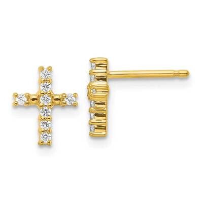 Polished Diamond Cross Post Earrings 14k Gold EM5533-015-YA, MPN: EM5533-015-YA,