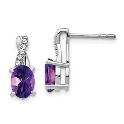 Amethyst Diamond Earrings 14k White Gold EM4235-AM-006-WA, MPN: EM4235-AM-006-WA, 191101839047