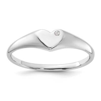 CZ Heart Signet Ring Sterling Silver Rhodium-Plated QR7475, MPN: QR7475,
