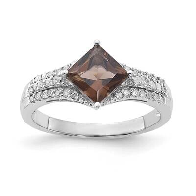 Diamond &amp; Smoky Quartz Ring Sterling Silver QR3066SQ, MPN: QR3066SQ,