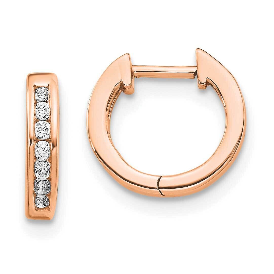 Polished Diamond Hinged Hoop Earrings 10k Rose Gold EM5347-010-1RA, MPN: EM5347-010-1RA,