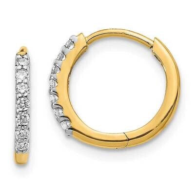 Diamond Hinged Hoop Earrings 10k Gold EM5394-016-1YA, MPN: EM5394-016-1YA,