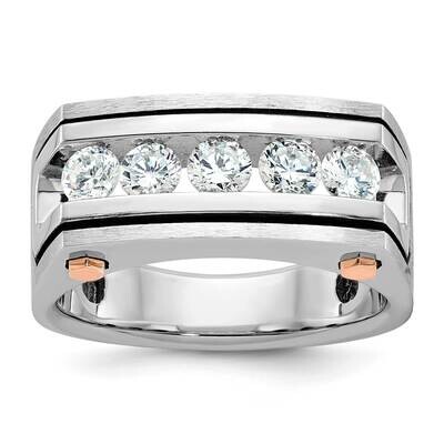 Ibgoodman Rose Gold Men&#39;s Polished Satin Grooved 5-Stone Ring Mounting 14k White Gold B64049-4WR by…