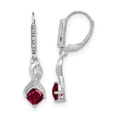 Created Ruby Diamond Earrings Sterling Silver Rhodium-Plated EM7402-CRU-006-SSA, MPN: EM7402-CRU-00…