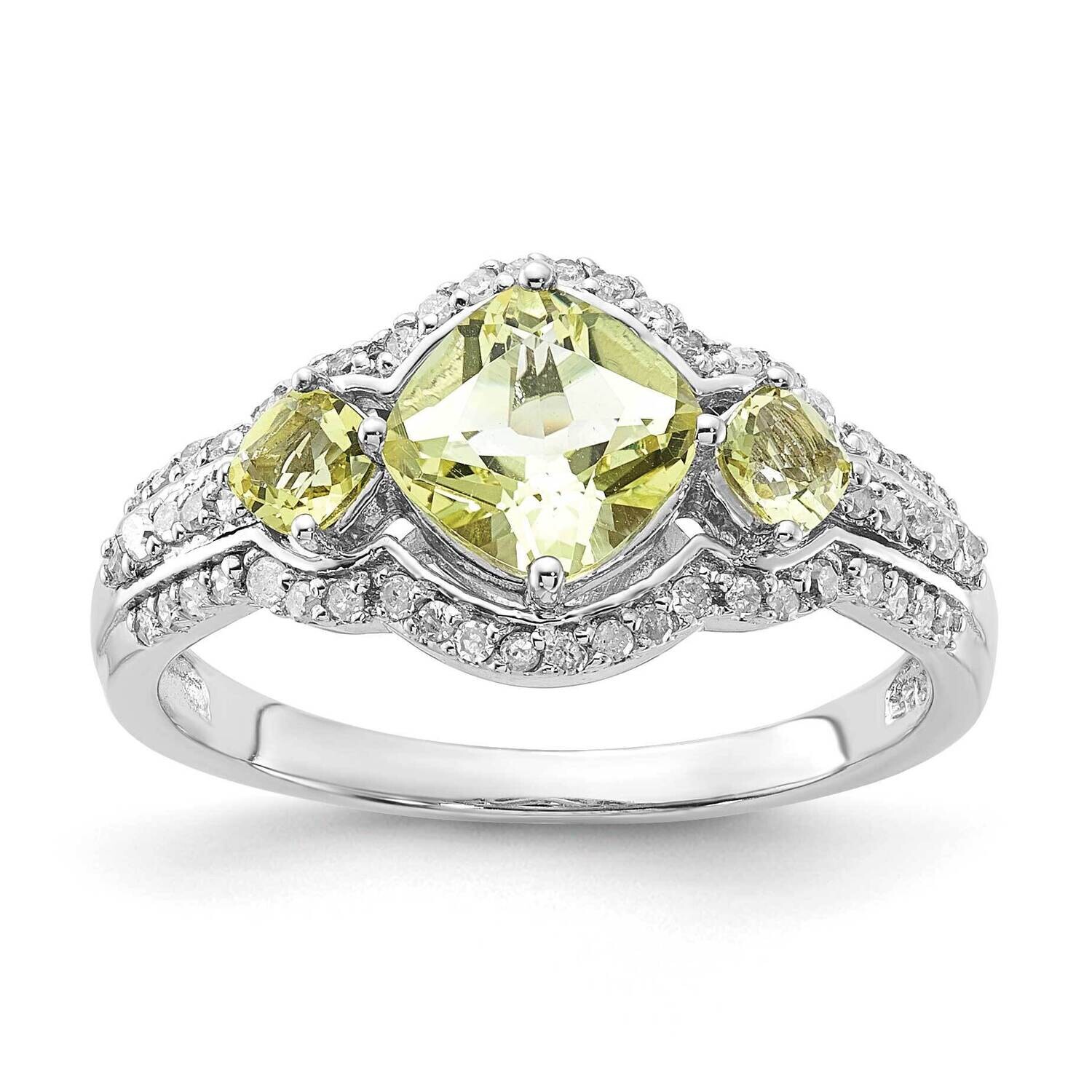 Diamond &amp; Lemon Quartz Ring Sterling Silver QR3058LQ, MPN: QR3058LQ,