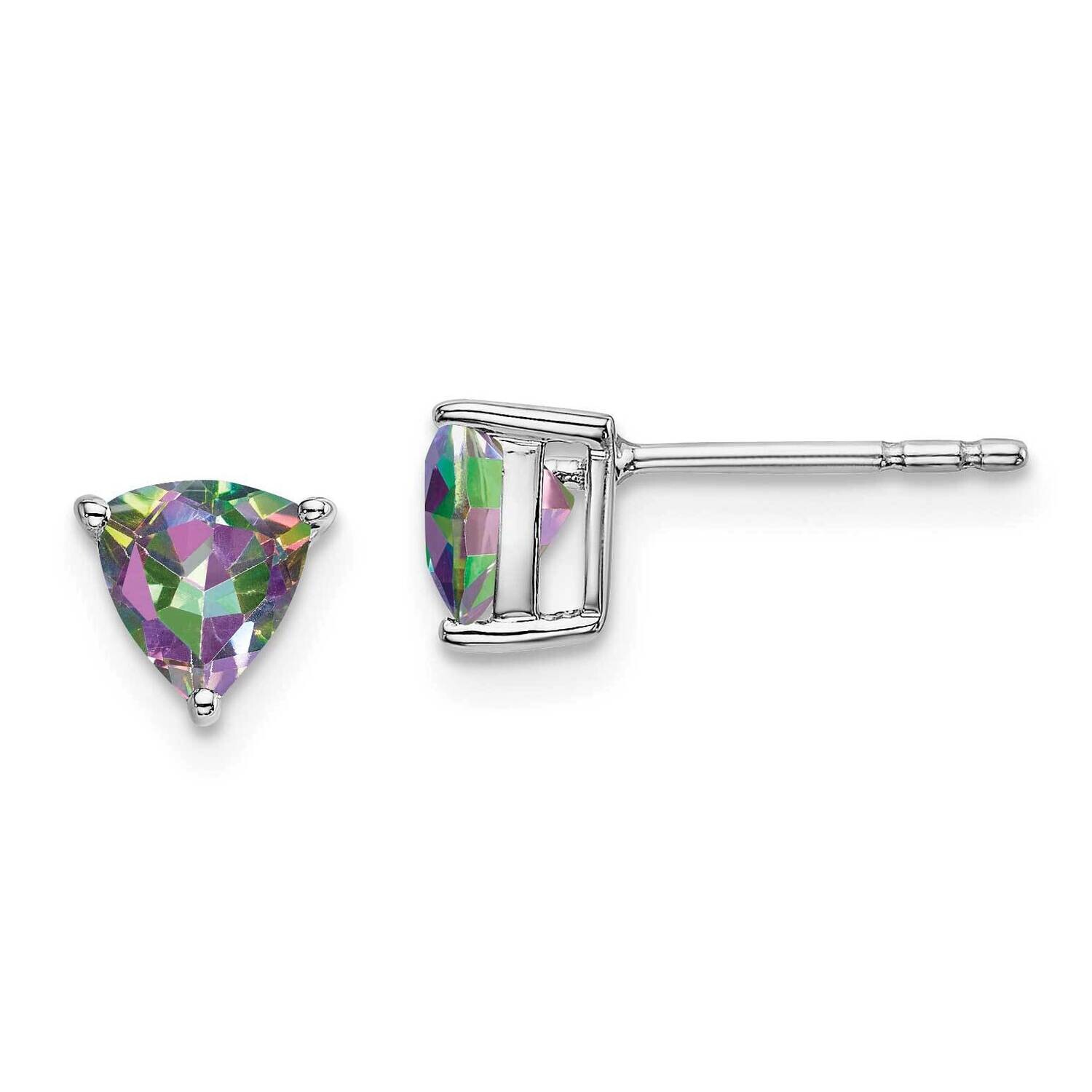 Trillion Mystic Fire Topaz Earrings 14k White Gold EM7100-FT-W, MPN: EM7100-FT-W, 191101841200