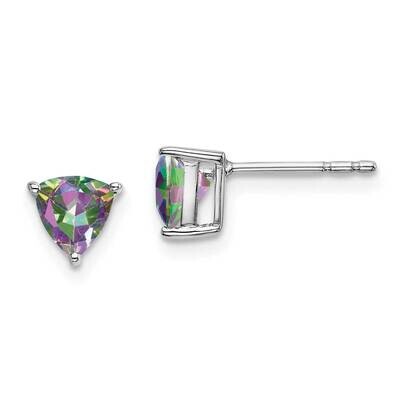 Trillion Mystic Fire Topaz Earrings 14k White Gold EM7100-FT-W, MPN: EM7100-FT-W, 191101841200