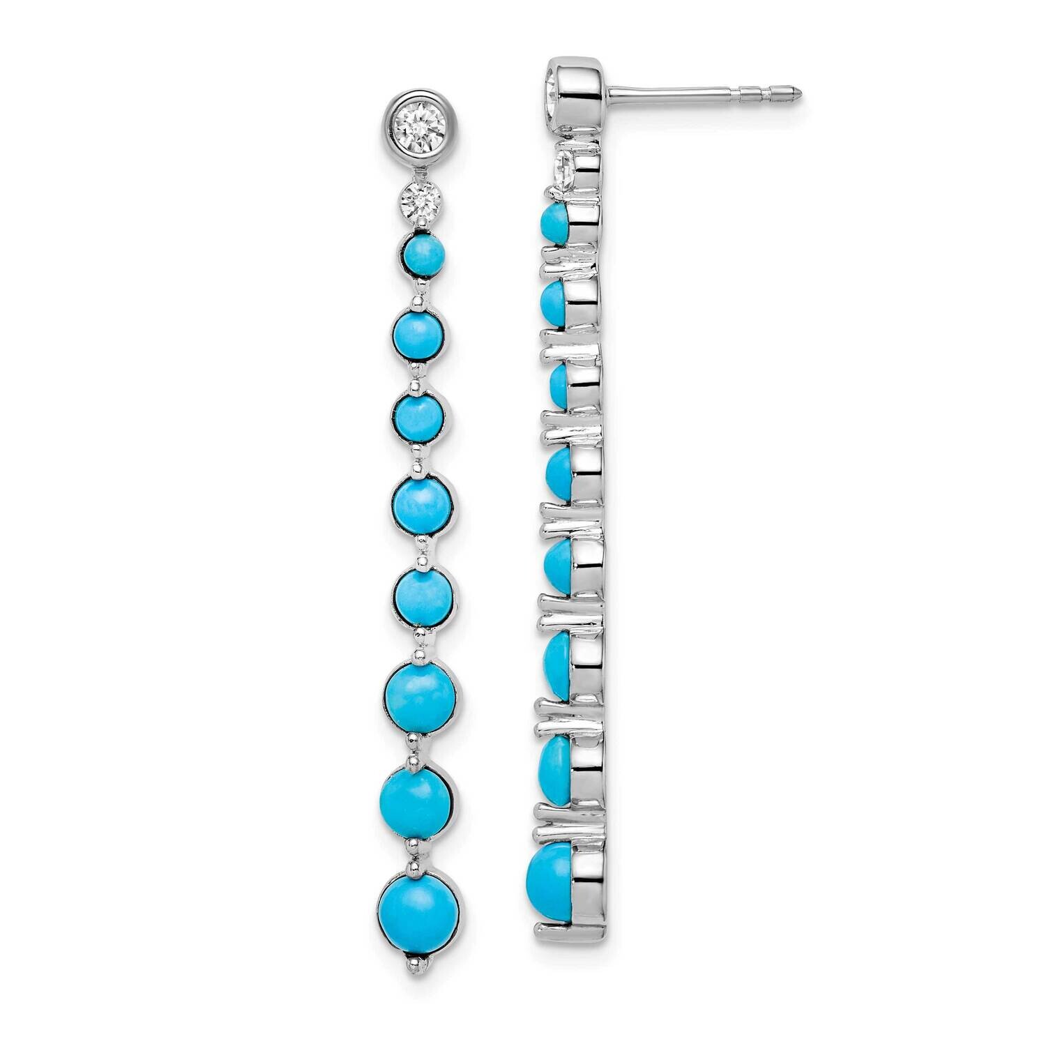 Graduated Turquoise White Topaz Earrings 14k White Gold EM7416-BTQ-W, MPN: EM7416-BTQ-W, 8839579690…