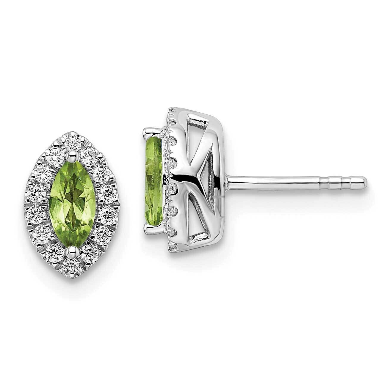 Diamond Peridot Post Earrings 14k White Gold EM9354-PE-020-WAA, MPN: EM9354-PE-020-WAA, 883957814827