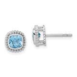 Cushion Blue Topaz Earrings 10k White Gold EM7201-BT-1W, MPN: EM7201-BT-1W, 191101834486