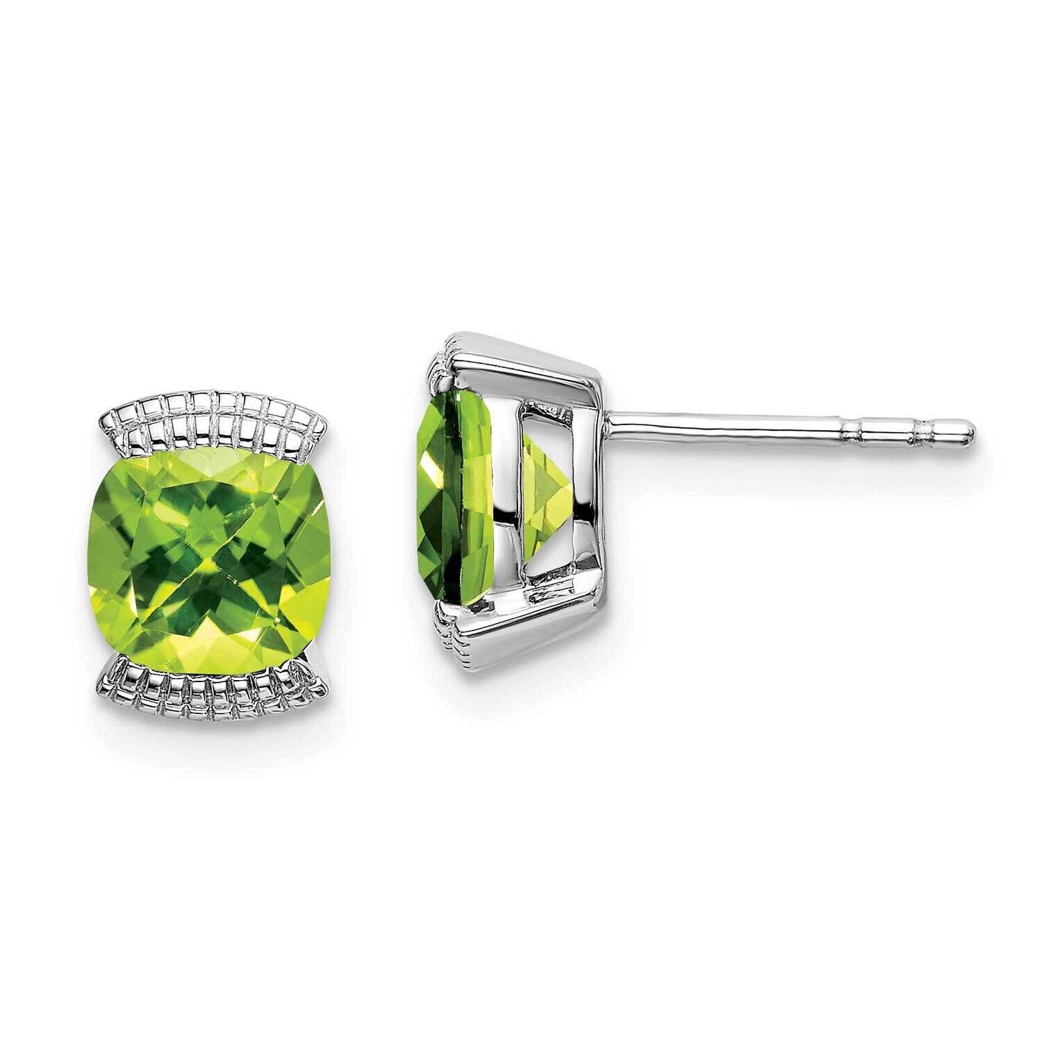 Peridot Post Earrings 14k White Gold EM7080-PE-W, MPN: EM7080-PE-W, 191101839580