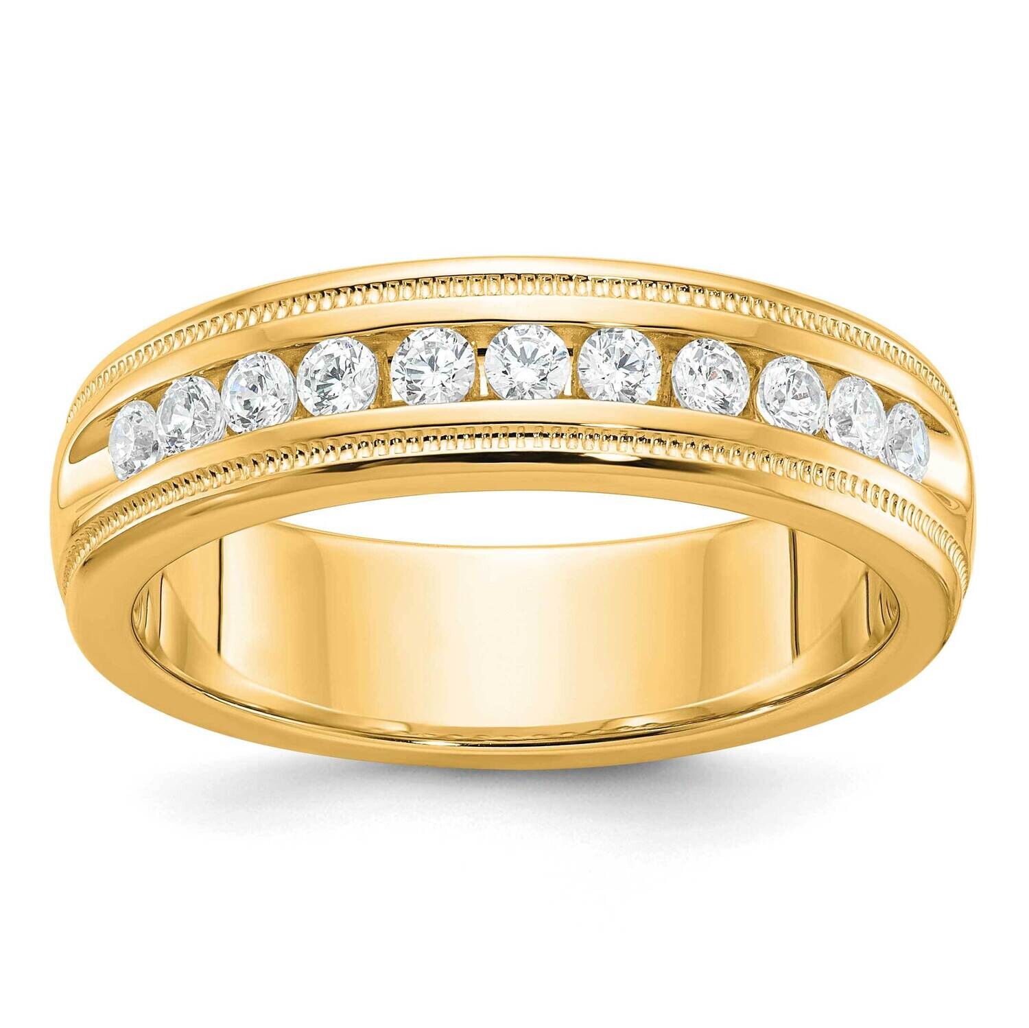 Ibgoodman Men&#39;s Polished Milgrain 11-Stone 1/2 Carat A Quality Diamond Ring 10k Gold B90514-0YA by …