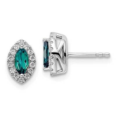 Diamond Created Alexandrite Post Earrings 14k White Gold EM9354-AX-020-WAA, MPN: EM9354-AX-020-WAA,…
