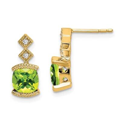 Peridot Diamond Earrings 14k Gold EM7081-PE-004-YA, MPN: EM7081-PE-004-YA, 191101839696
