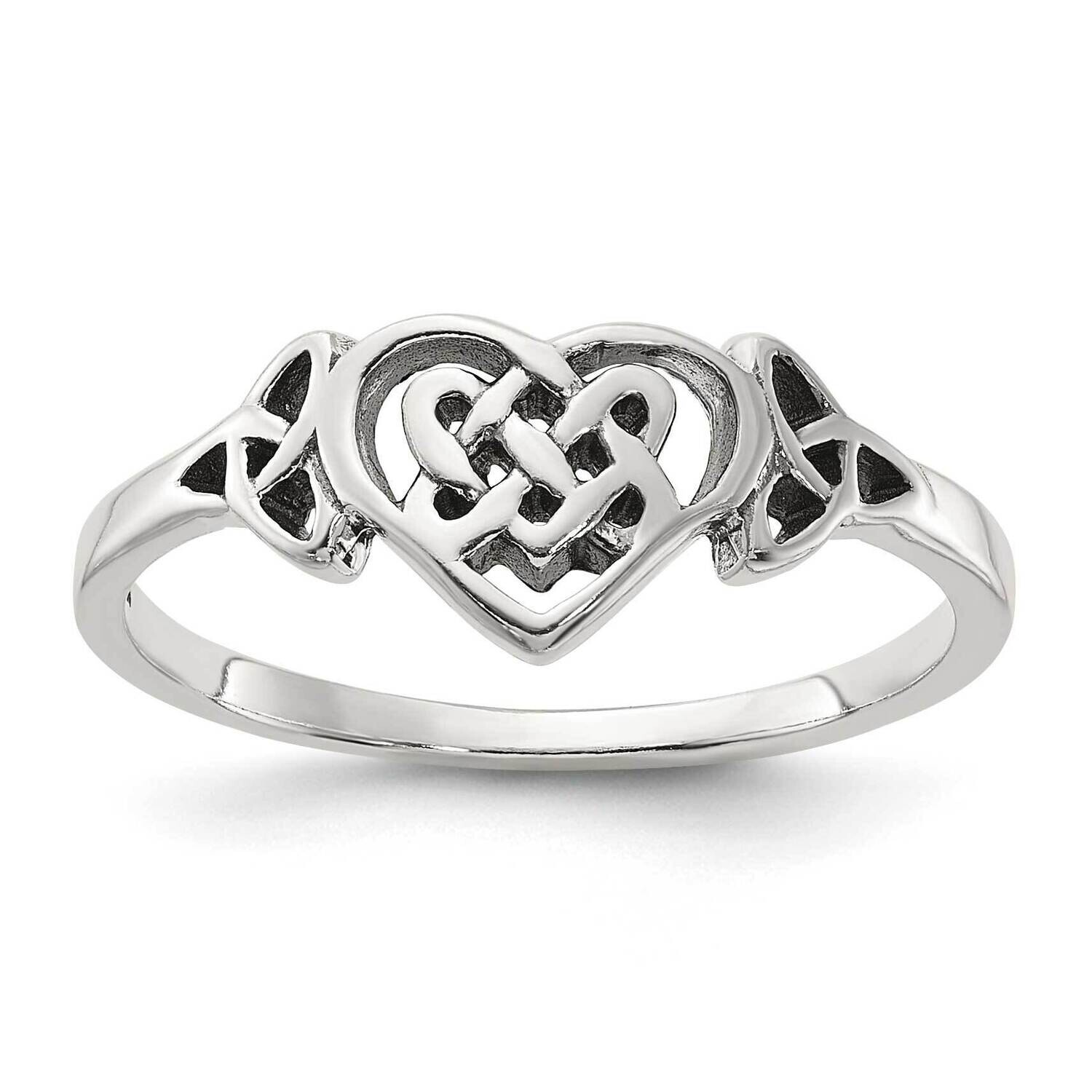 Antiqued Heart Celtic Knot Ring Sterling Silver QR7472, MPN: QR7472,