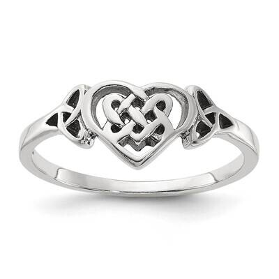 Antiqued Heart Celtic Knot Ring Sterling Silver QR7472, MPN: QR7472,