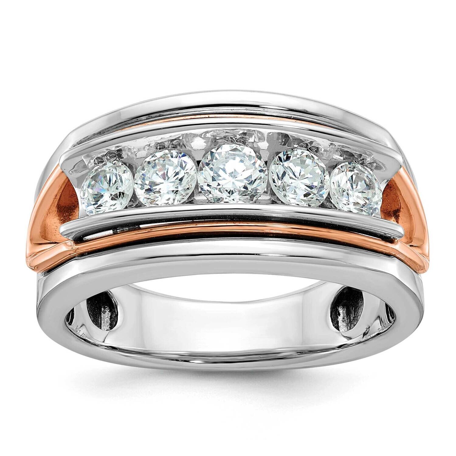 Ibgoodman Rose White Gold Men&#39;s Polished Cut-Out 5-Stone Ring Mounting 14k Gold B64077-4WR by IBGoo…