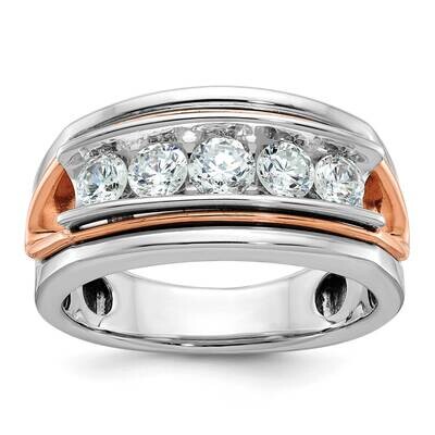 Ibgoodman Rose White Gold Men&#39;s Polished Cut-Out 5-Stone Ring Mounting 14k Gold B64077-4WR by IBGoo…