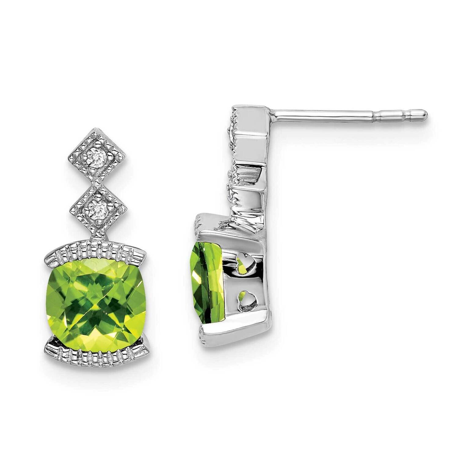 Peridot Diamond Earrings 14k White Gold EM7081-PE-004-WA, MPN: EM7081-PE-004-WA, 191101839689