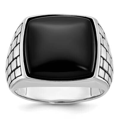 Ibgoodman Men&#39;s Antiqued Onyx Complete Ring 14k White Gold B84200-4WOX by IBGoodman, MPN: B84200-4W…