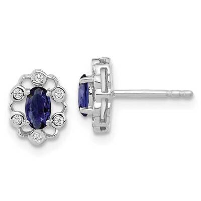 Diamond Created Sapphire Earrings 14k White Gold EM9657-CSA-006-WAA, MPN: EM9657-CSA-006-WAA, 88395…