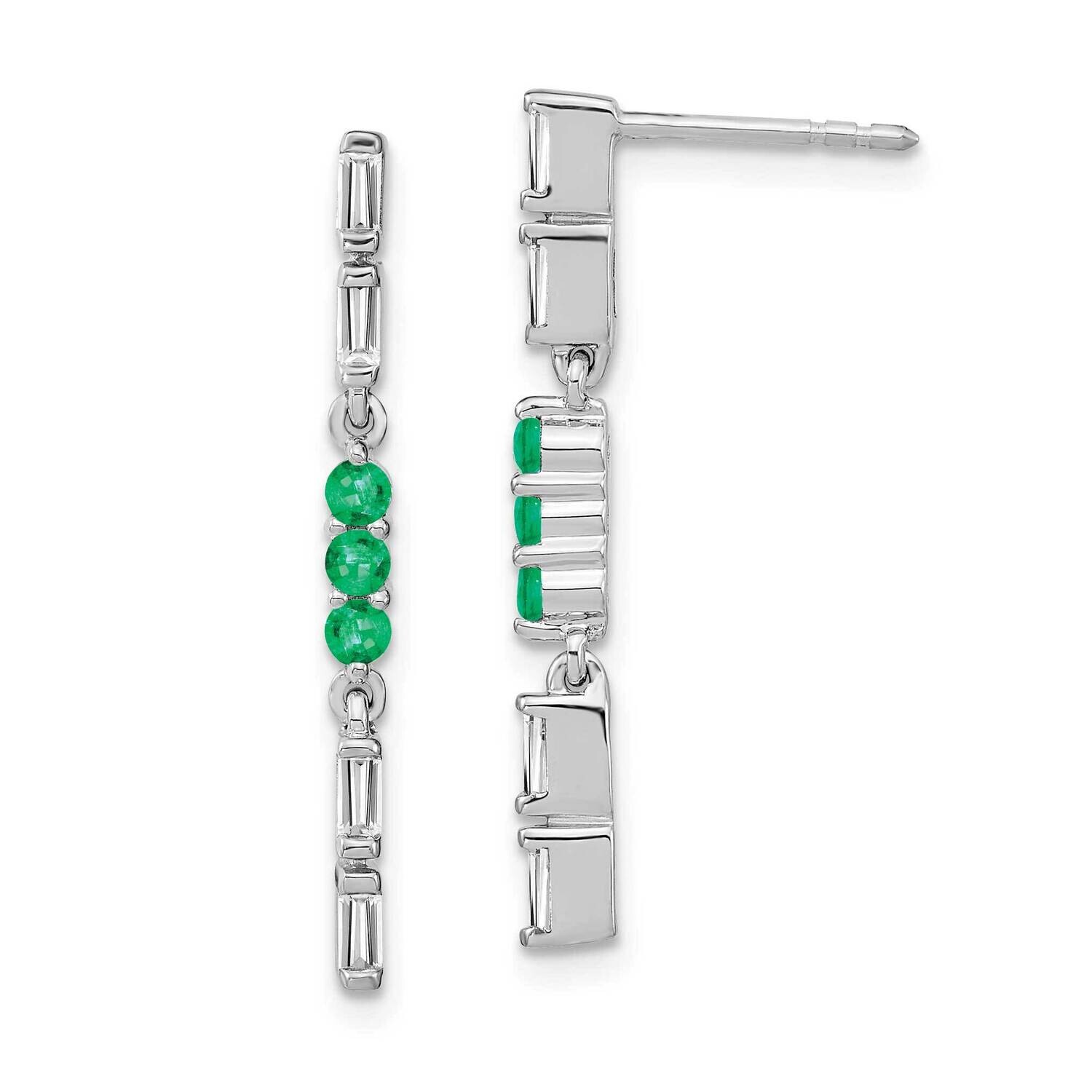 Emerald Diamond Dangle Earrings 14k White Gold EM7226-EM-023-WA, MPN: EM7226-EM-023-WA, 191101843518