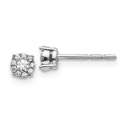 Diamond Cluster Post Earrings 10k White Gold EM5453-016-1WA, MPN: EM5453-016-1WA,