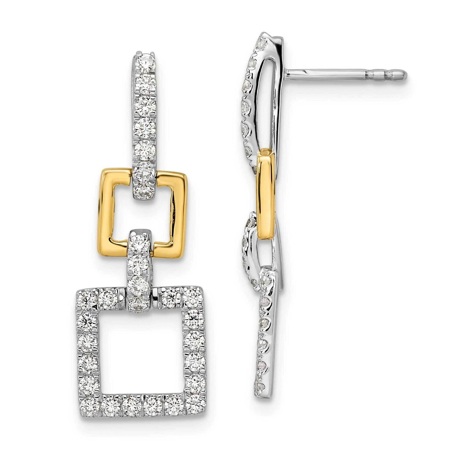 Diamond Squares Dangle Post Earrings 14k Two-Tone Gold EM9667-076-WYAA, MPN: EM9667-076-WYAA, 88395…