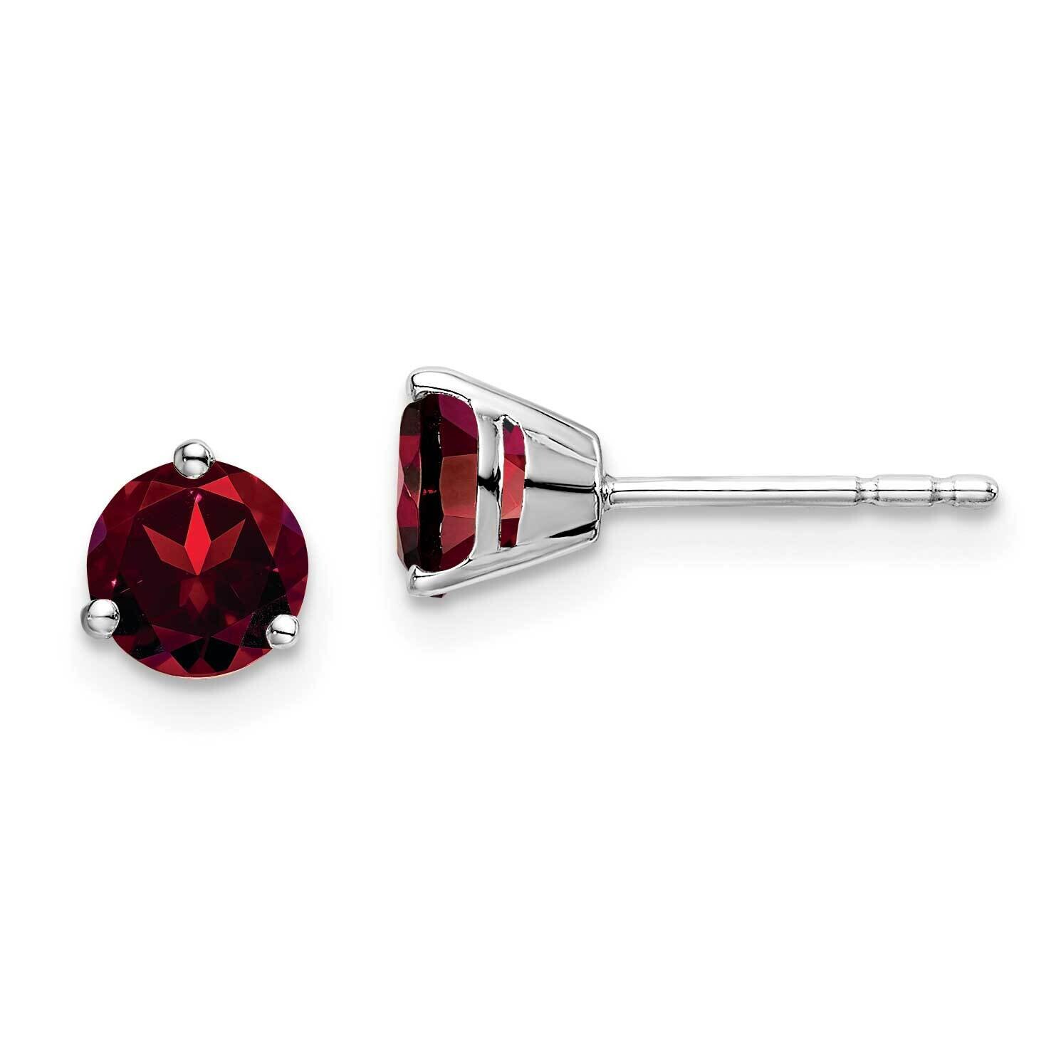 Round Garnet Earrings 14k White Gold EM7098-GA-W, MPN: EM7098-GA-W, 191101841088
