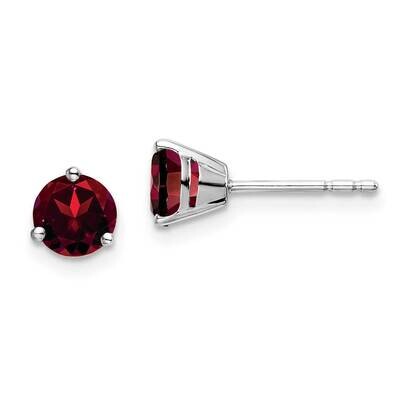 Round Garnet Earrings 14k White Gold EM7098-GA-W, MPN: EM7098-GA-W, 191101841088