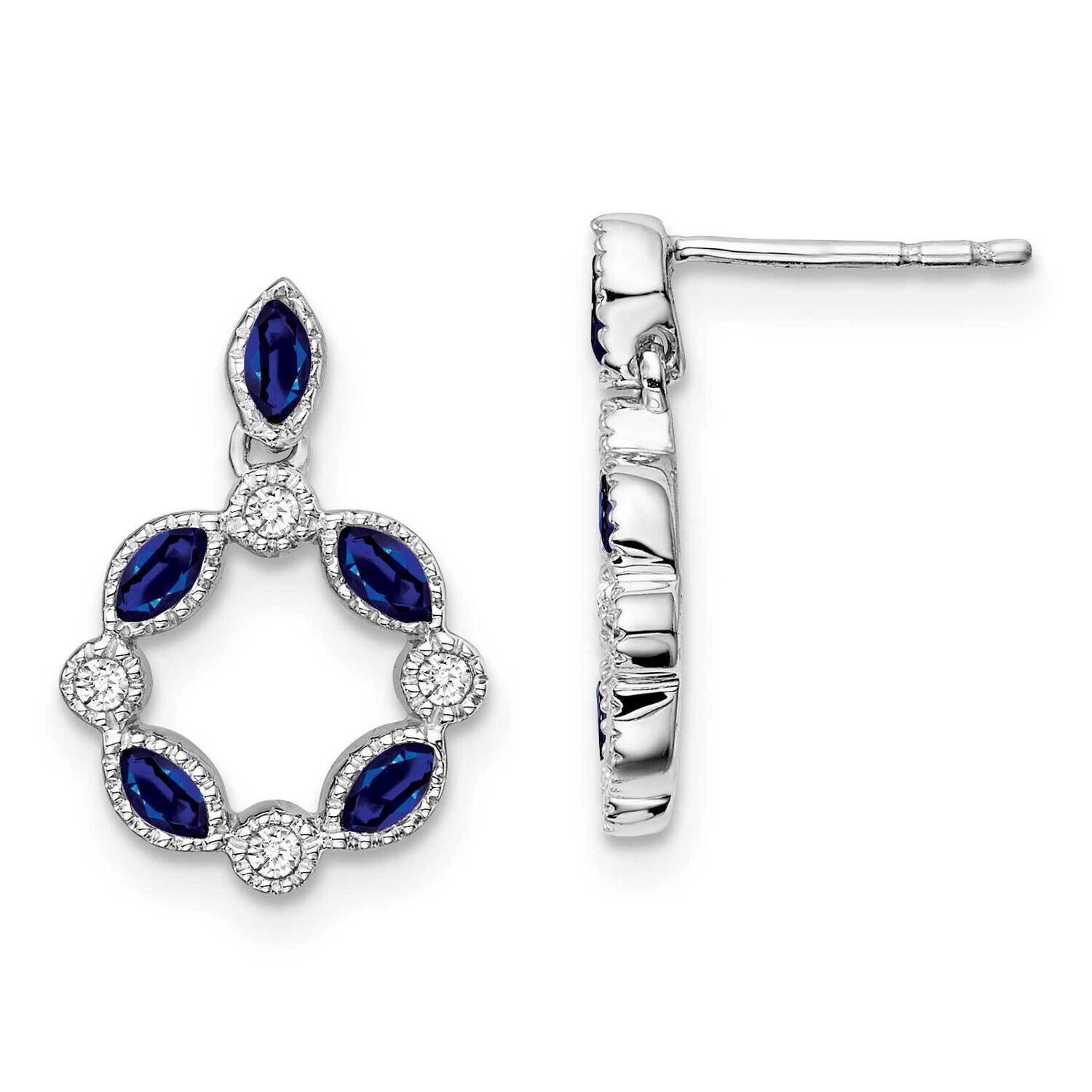 Sapphire Diamond Dangle Earrings 14k White Gold EM7206-SA-010-WA, MPN: EM7206-SA-010-WA, 1911018430…