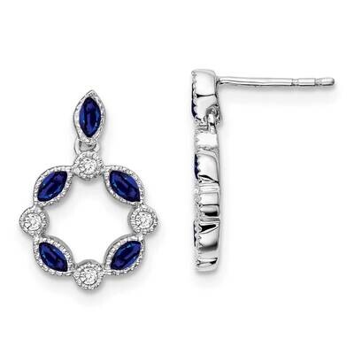 Sapphire Diamond Dangle Earrings 14k White Gold EM7206-SA-010-WA, MPN: EM7206-SA-010-WA, 1911018430…